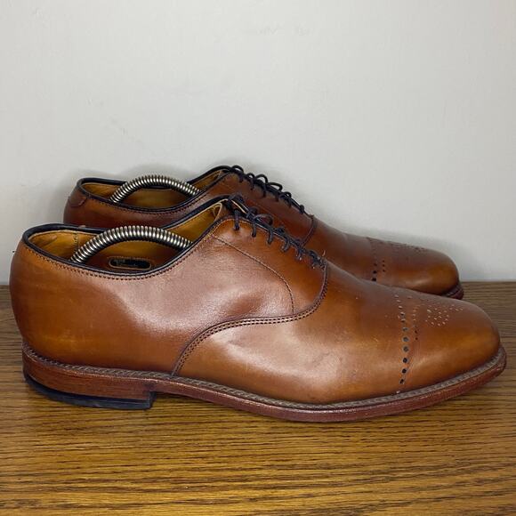 Allen Edmonds Shoes Dryden Chestnut Brown Leather Dress Oxfords Mens Size 10 D - Picture 1 of 7